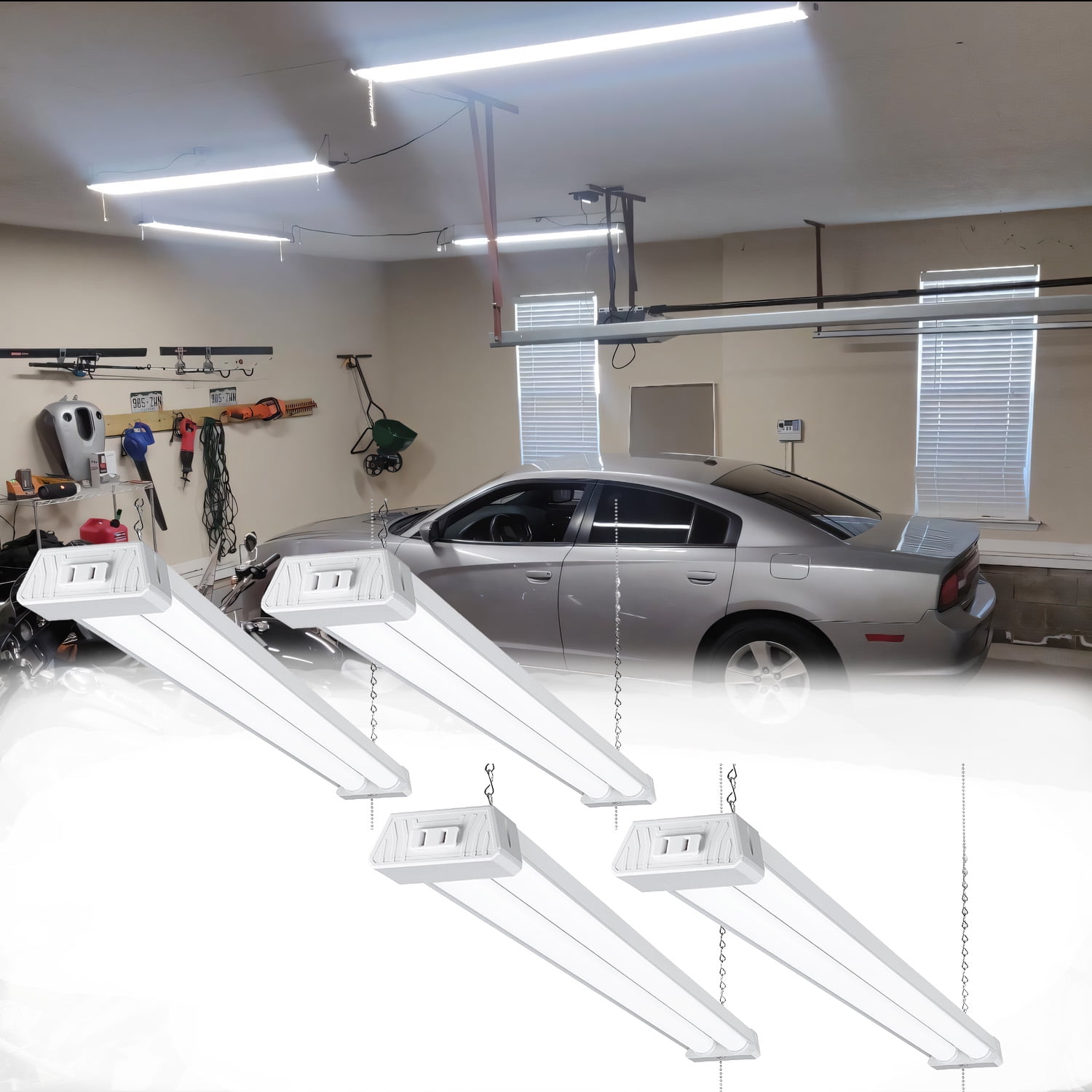 【動作品】 健康用品 brightlight me+ Skymoatled 4Pack 4FT LED Shop Light Garage Lights,50W 6000K