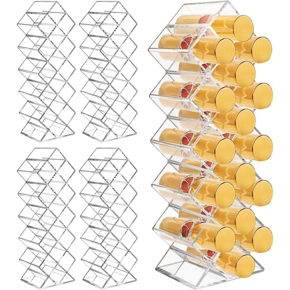 4 Pack  Lipstick Holder Organizer, 64 Slot Clear Lip Gloss Storage Organizer, Fish Shape Lipstick Display Stand Tower for  Makeup and Dresser Display