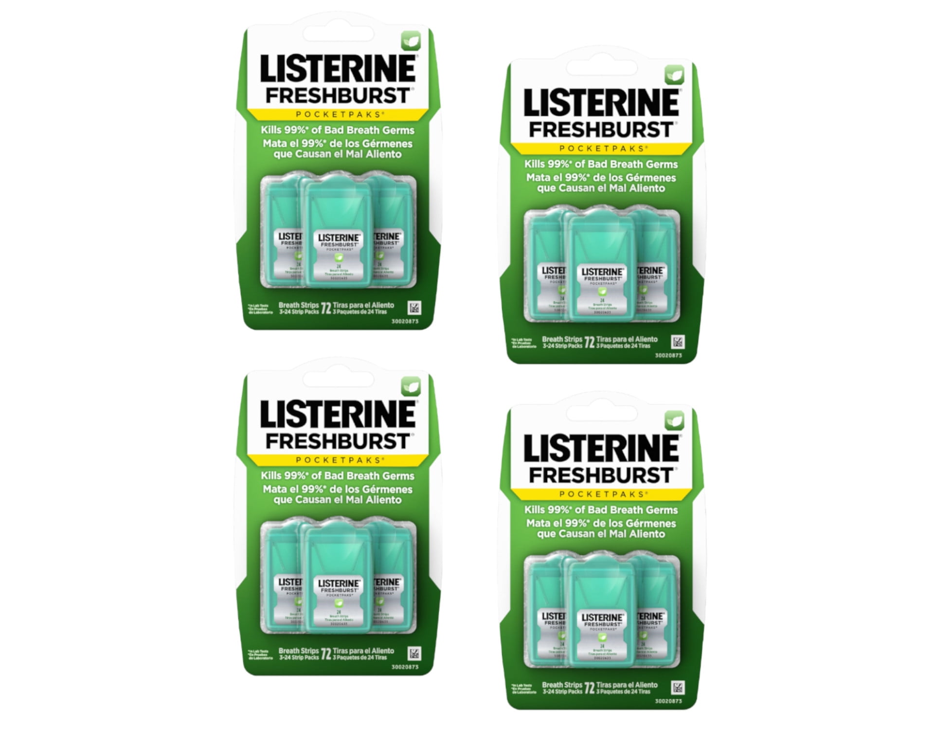 4 Pack - Listerine Breath Strips, Fresh Burst, 3x24 count each ...