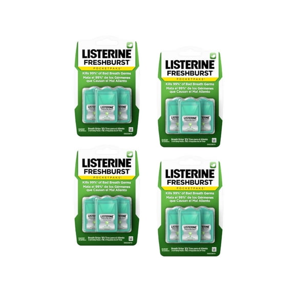 4 Pack - Listerine Breath Strips, Fresh Burst, 3x24 count each