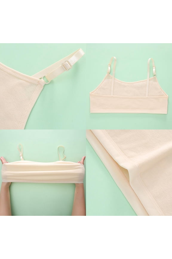 4 Pack Little Girl Bras Training Bra Breathable Cotton Bra Summer Lightly Adjustable Strap Wireless Comfortable Bralette, Multi-Pack, L