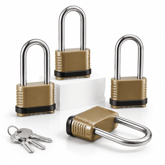 4 Pack Long Shackle Heavy Duty Combination Padlocks for Outdoor Use ...