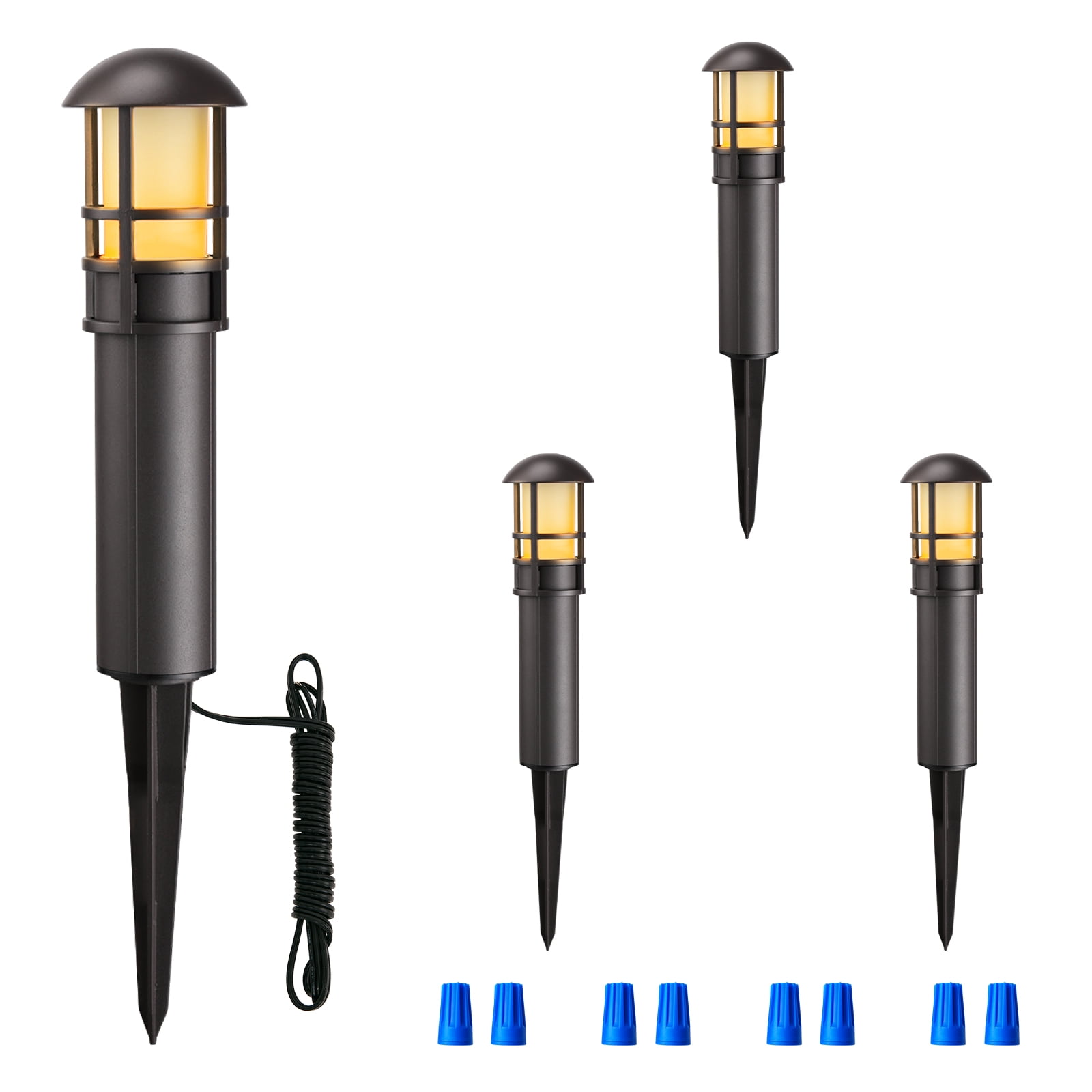 4-Pack Low Voltage Landscape Pathway Lights, 3W 12-24VAC/DC Landscape ...