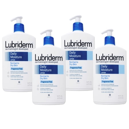 4 Pack - Lubriderm Daily Moisture Lotion Fragrance Free, 16 oz