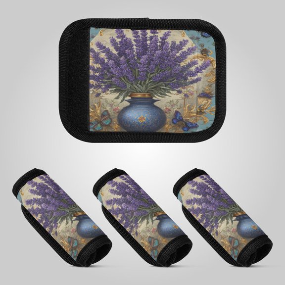 4-Pack Luggage Handle Wrap for Suitcase Includes Back Information Card Vibrant Lavender in A Vase