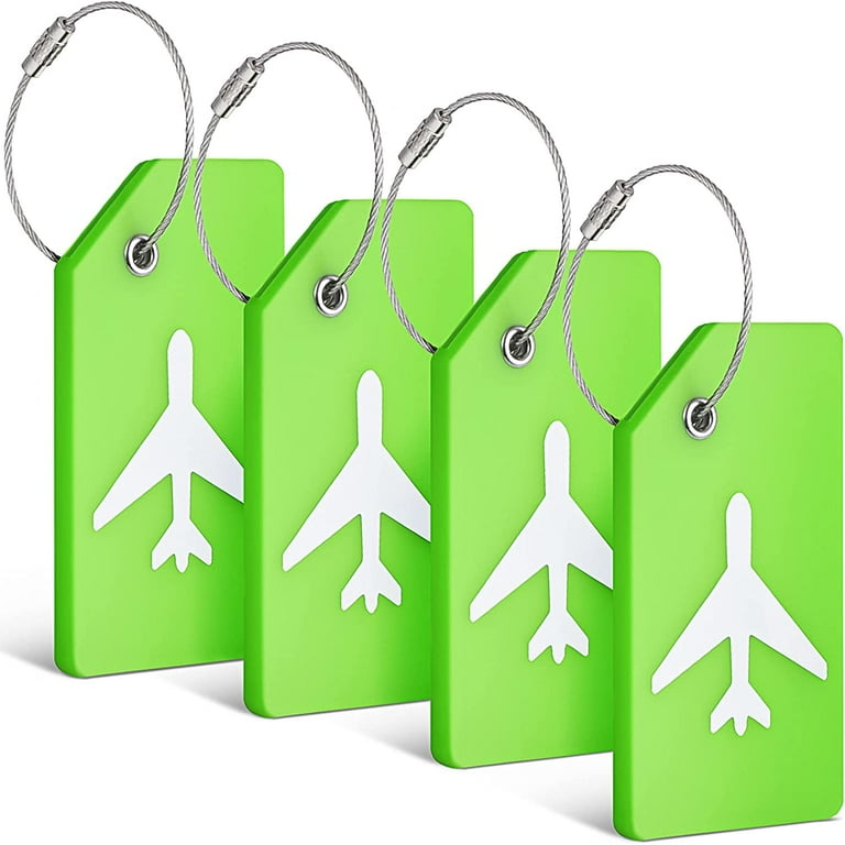 4 Pack Luggage Tags Flexible Bright Silicone Personalized Baggage Tags Including Name Cards with Partial Privacy Cover Stainless Steel Loops for Secure Fastening Green Walmart