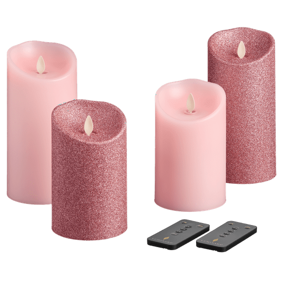 4-Pack: Luminara Flameless Smooth & Glitter Candle (Dusty Pink)