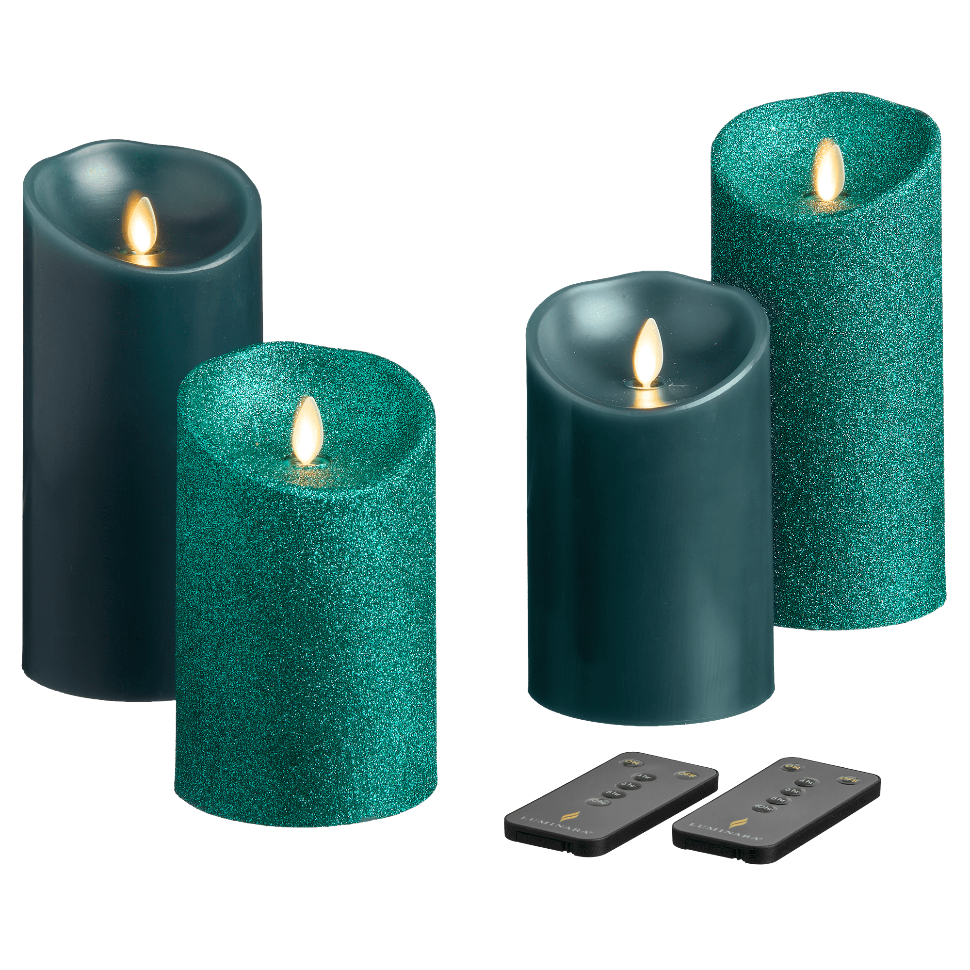Luminara Flameless Crystal Beads Glitter Sphere Candle - Chalky Green With 5-Hour Timer, Realistic Moving Flame, Safe For Kids & Pets, Battery Operated