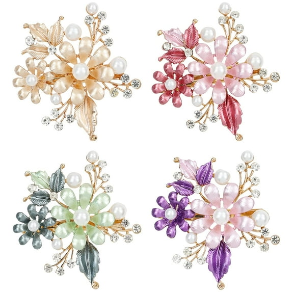 4 Pack Luxury Glitter Sparkly Jeweled Gems Crystals Rhinestones Retro Vintage Butterfly Metal French Barrettes Alligator Snap Hair Clips Pins Headpieces Accessories for Women Girls (4PCS S4)