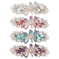 thumbnail image 1 of 4 Pack Luxury Glitter Sparkly Jeweled Gems Korean Decorative Crystal Rhinestone Flower Strong Metal French Barrettes Snap Alligator Hair Clips Headpieces Accessories for Women Girls, 1 of 7