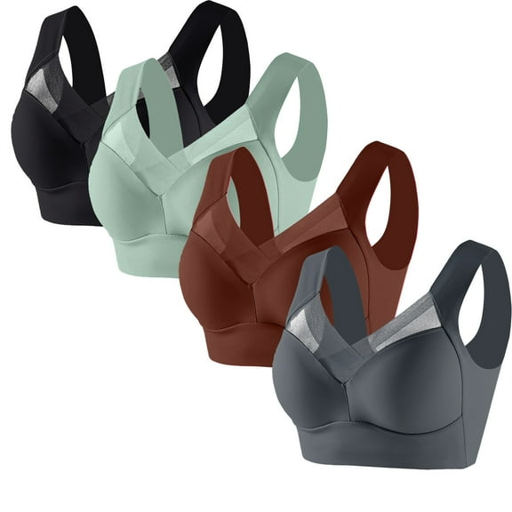 4 Pack Lysine Charm Sports Bras for Women Underwire Seamless Sexy Push Up Zen Chic Bra Breathable Posture Correcting Melly Charm Bra