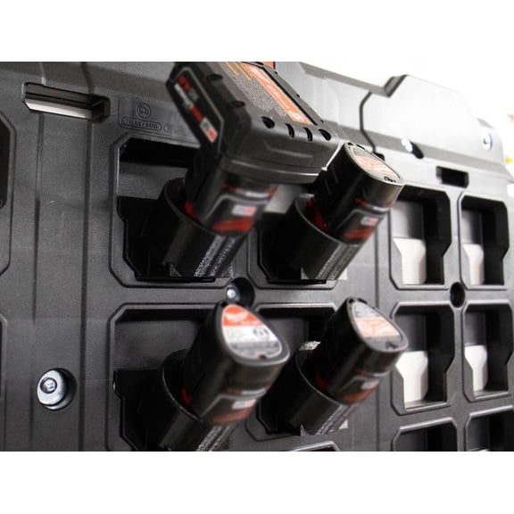 4 Pack M12 Battery Mount Compatible with Packout Wall Plates and Tool Box Lid Wall Storage Holder for M12 Batteries