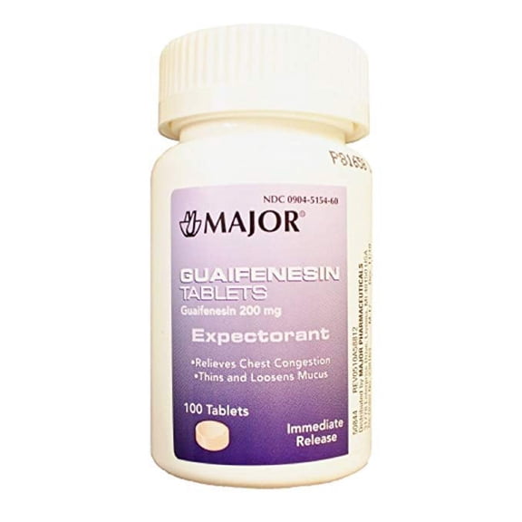 4 Pack MAJOR GUAIFENESIN IR 200MG TABLETS EXPECTORANT 100ct