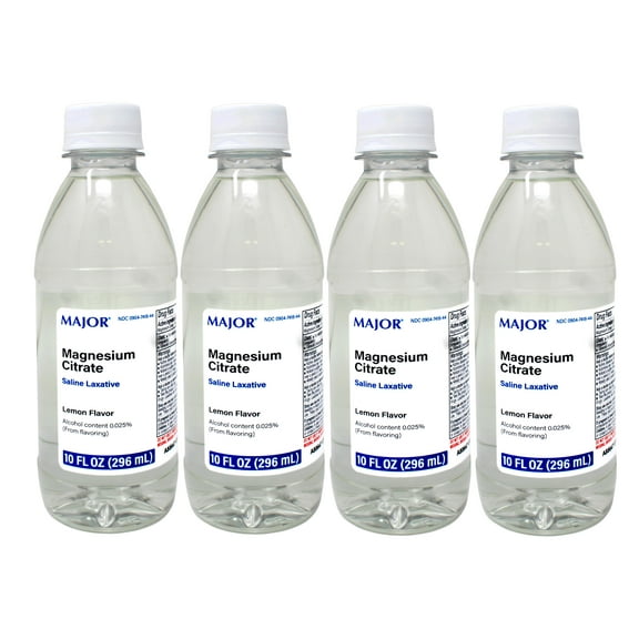 4 Pack - MAJOR Magnesium Citrate Saline Laxative - Helps Relieve Occasional Constipation (Irregularity), Lemon Flavor, 10 Fl Oz