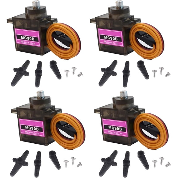 4 Pack MG90D 9g Digital Micro Servo Motors, 270 Full Metal Gear Mini Servos, SG90 Upgrade Compatible with Arduino, RC Smart Car, Robot Arm, Aircraft, Boat and DIY Projects