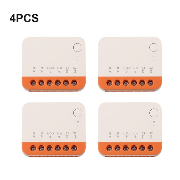 4-Pack MINIR4 WiFi Smart Circuit Breaker, 2-Way Light Switch Relay Module with Timer, APP Remote Control, for Momentary and Dry Contact Switches, for TUV for CE Certified, 10A 2400W