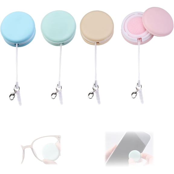 4-Pack Macaron Phone Screen Cleaner, Portable Screen and Eyeglass Brush Cleaner, Washable Double-Sided Screen Cleaner, Suitable for Glasses, Mobile Phones and ComputersPink/Green/Blue/Khaki