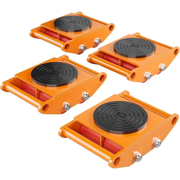 4 Pack Machinery Skate Dolly 17637 lbs Capacity Machine Moving Skates with 360 Rotating Disc and PU Wheels