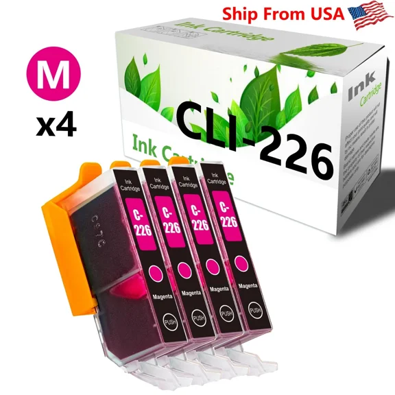 (4-Pack, Magenta) Cli226 Cli-226 Ink Cartridge For Pixma Mg5100 Mg8100 Printer