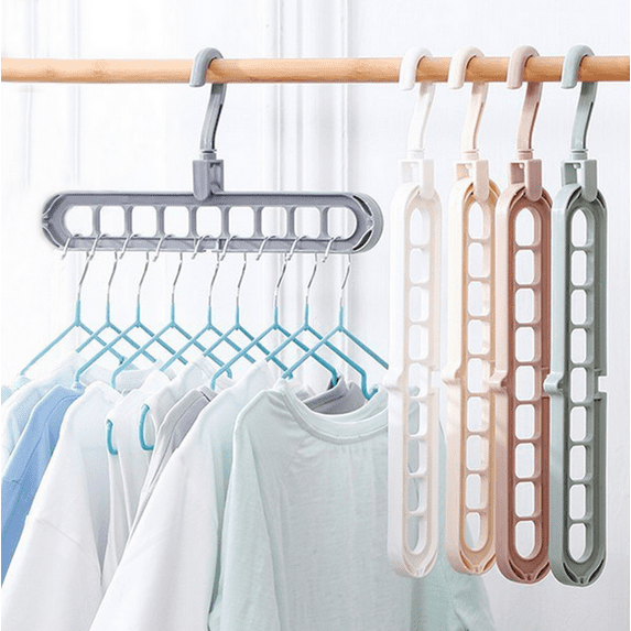 4 Pack Magic Space Saving Hanger for Wardrobe Heavy Clothes Closet Organizer, Dorm Room Essentials, Closet Storage, Gray