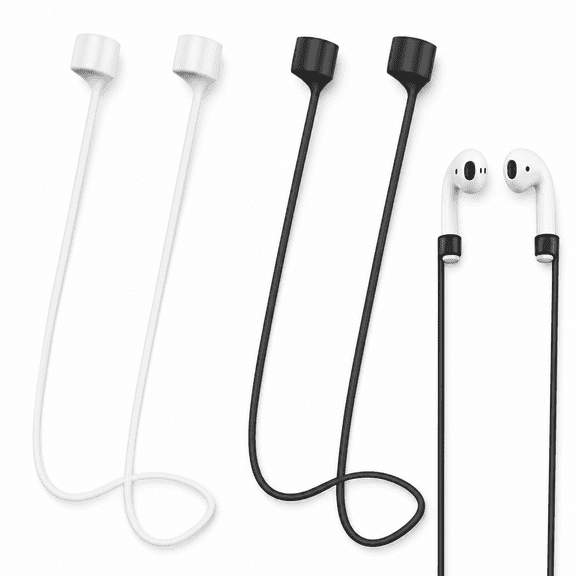 4 Pack Magnetic AirPods Strap, Silicone Sports Anti-Lost Neck Lanyard for AirPods Pro/3/2/1, White & Black