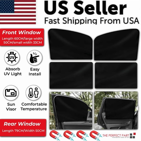 4 Pack Magnetic Car Window Sun Shades, Breathable Mesh UV Protection Cover, Heat & Glare Block, Universal Fit for Front Rear Side Windows of Sedan, Hatchback, SUV