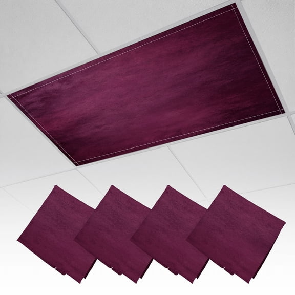4 Pack Magnetic Ceiling Light Covers 2 x 4 Feet, Abstract Dark Burgundy Grunge Soft Gradient Vintage Paper Light Shades & Filters for Office Classroom Drop Ceiling Flat Panel Lights