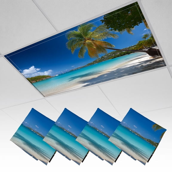 4 Pack Magnetic Ceiling Light Covers 2 x 4 Feet, Bay Thomas Virgin Islands Light Shades & Filters for Office Classroom Drop Ceiling Flat Panel Lights