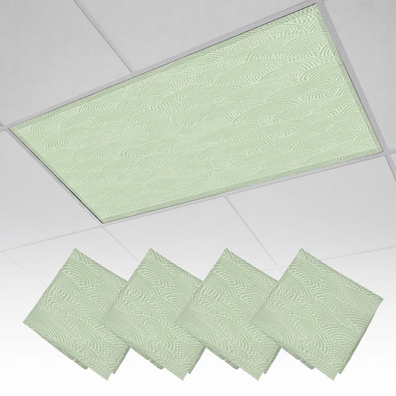 4 Pack Magnetic Ceiling Light Covers 2 x 4 Feet, Soft Curved Lines green Light Shades & Filters for Office Classroom Drop Ceiling Flat Panel Lights