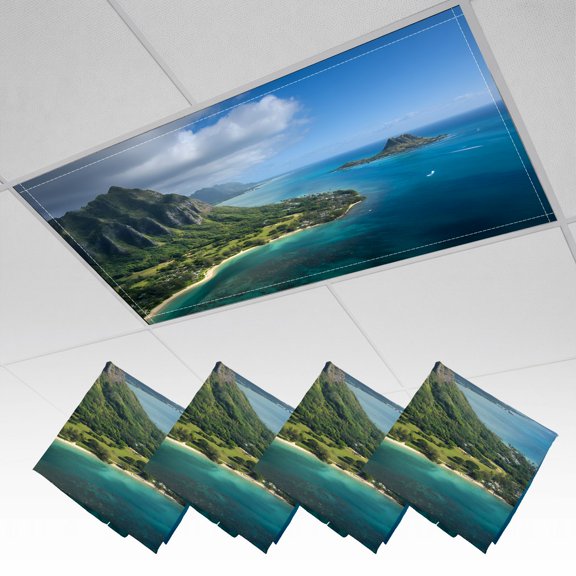4 Pack Magnetic Ceiling Light Covers 2 x 4 Feet, aerial view kualoa point hat kaneohe bay oahus Light Shades & Filters for Office Classroom Drop Ceiling Flat Panel Lights