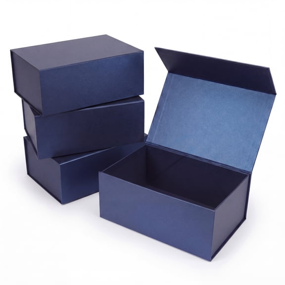 4-Pack Magnetic Closure Gift Boxes, 9.5"x7"x4" Blue Party Favor Box with Lids for Birthday & Festival