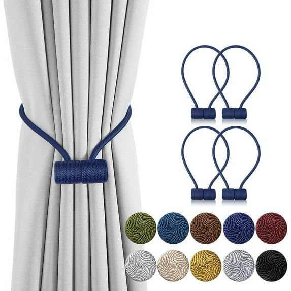 4 Pack Magnetic Curtain Tiebacks,16 Inch Decorative Curtain Holdbacks for Window Décor