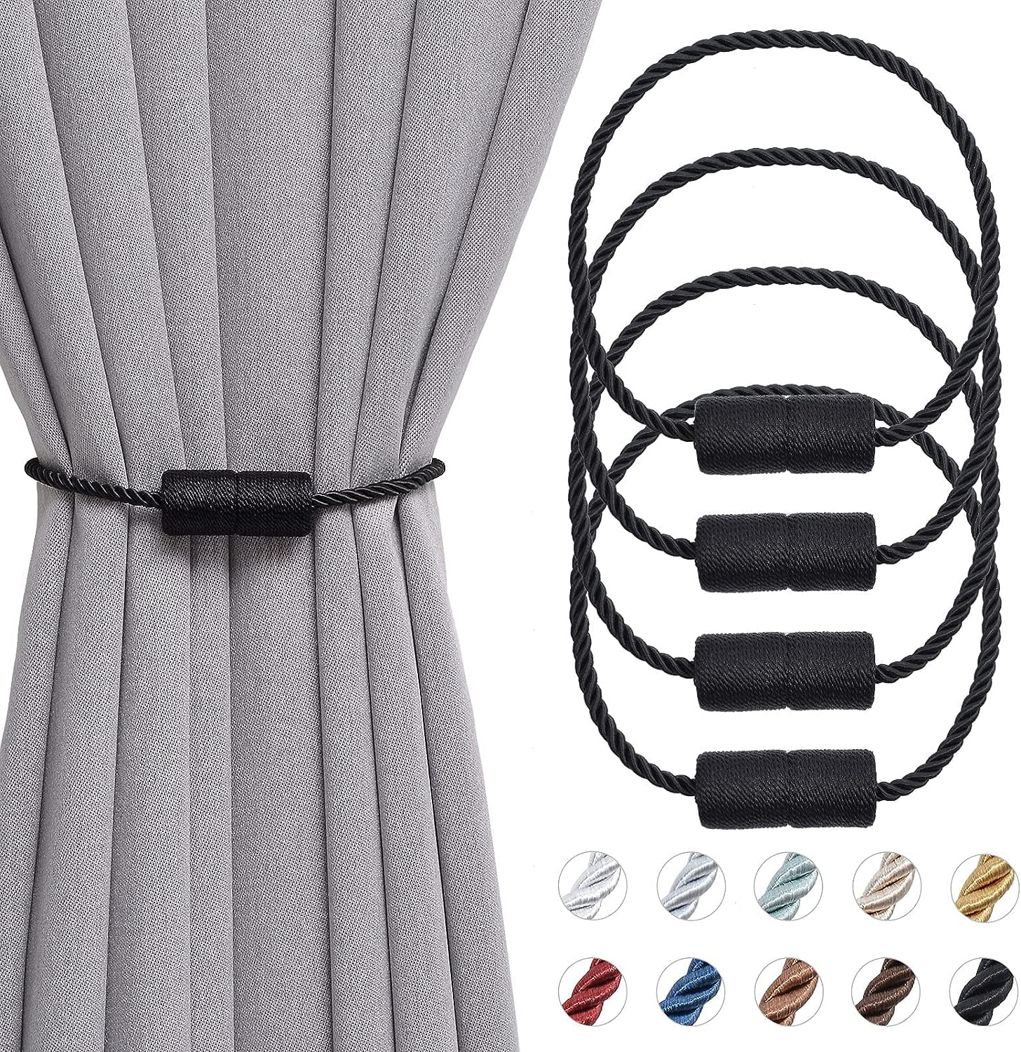 4 Pack Magnetic Curtain Tiebacks 16 Inch Handmade Weave Side Rope