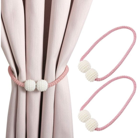 4 Pack Magnetic Curtain Tiebacks Convenient Drape Tie Backs Weave Holder for Window Draperies Hold Curtains Drape Ties Backs 16 inch Holdback (Light Blue)