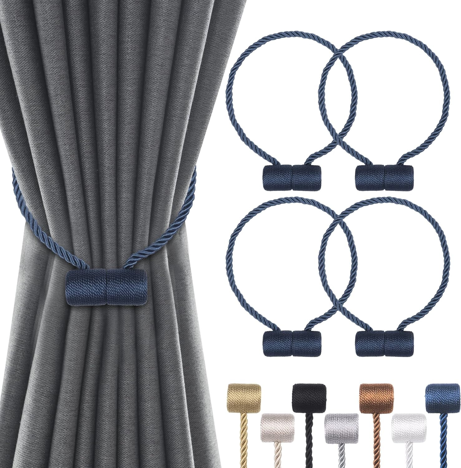 4 Pack Magnetic Curtain Tiebacks Curtain Holdbacks Curtain Ties Outdoor ...