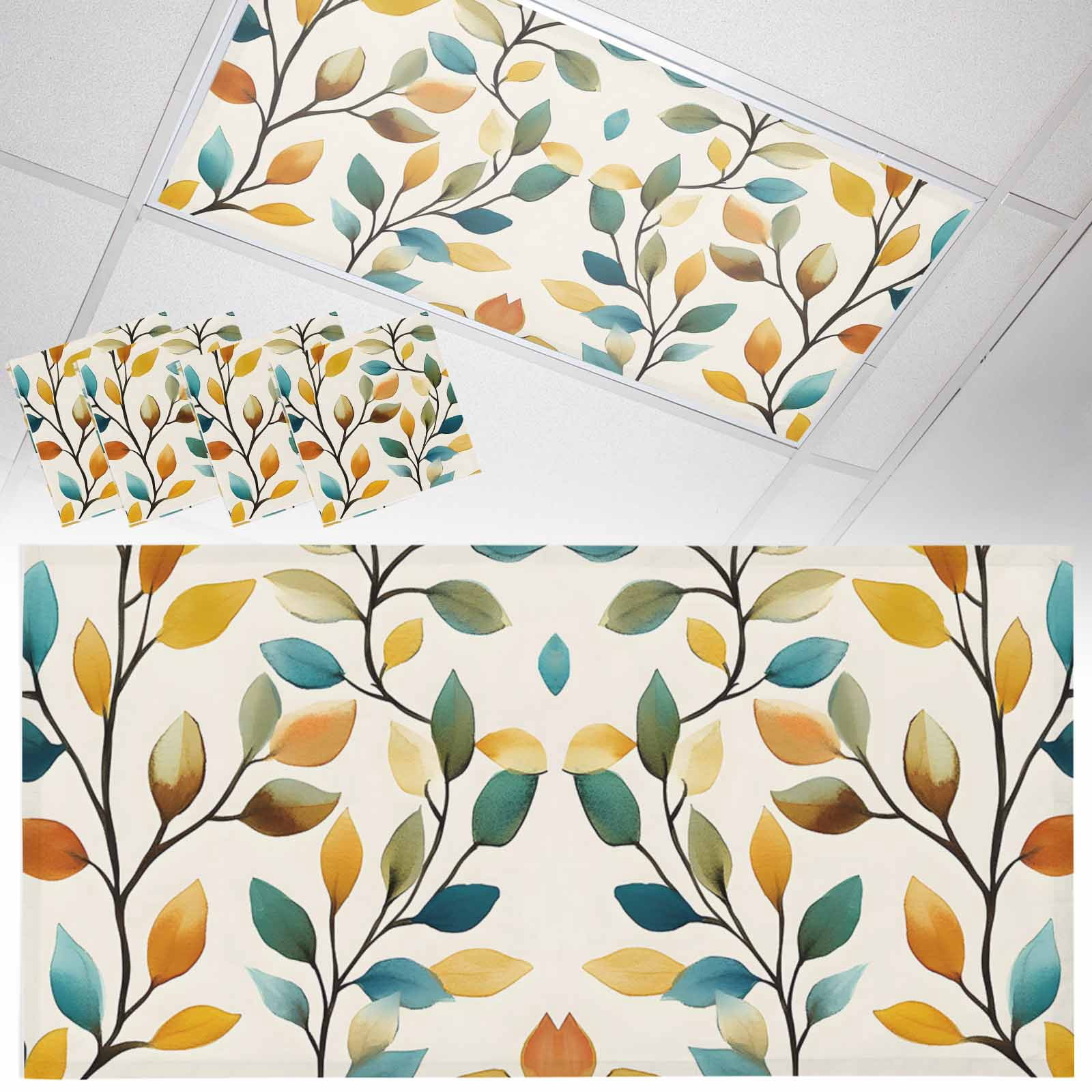 4 Pack Magnetic Fluorescent Light Covers, 2x4 Ft, Fall Leaf Swaying ...