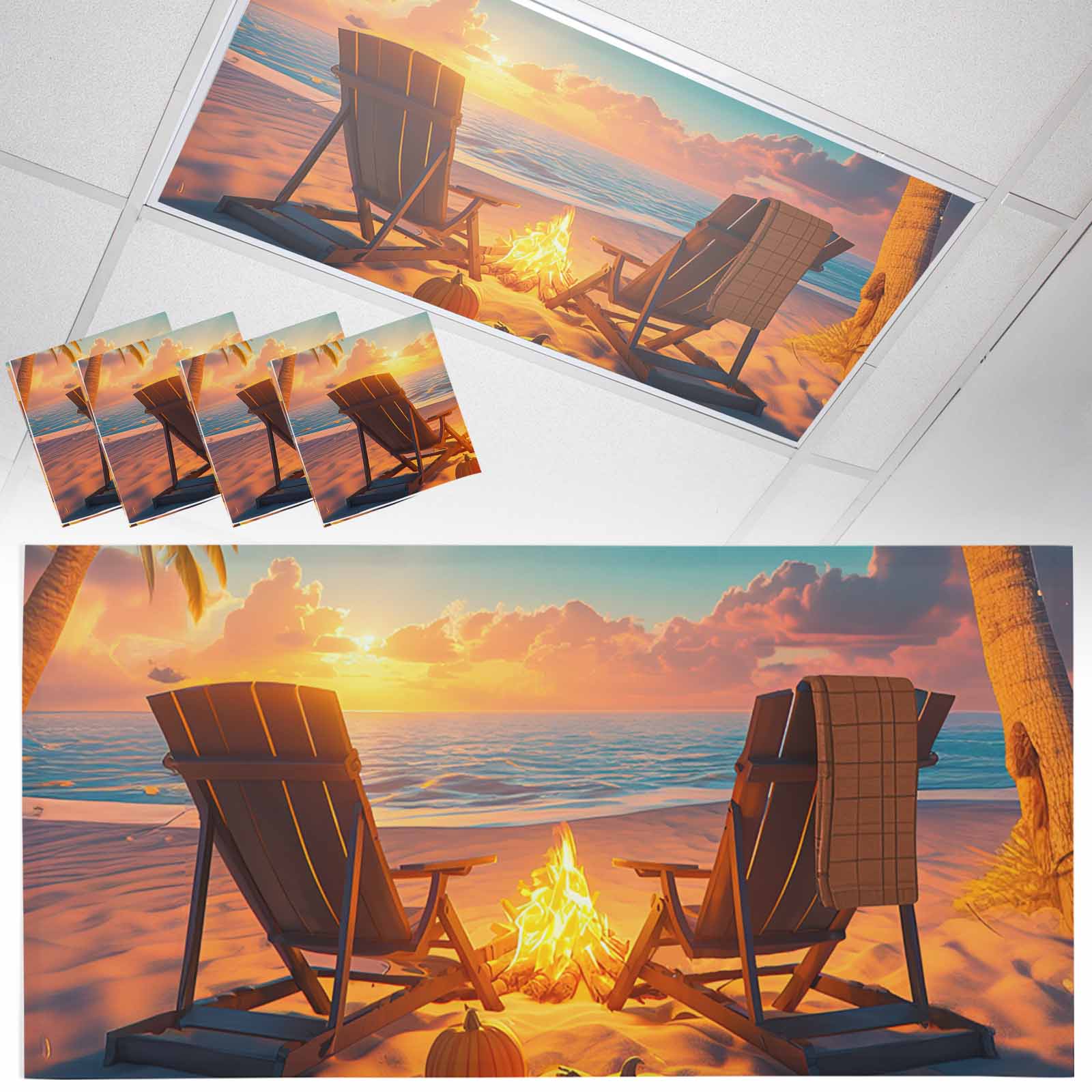 4 Pack Magnetic Fluorescent Light Covers, 2x4 Ft, Fall Sunset Rocking ...
