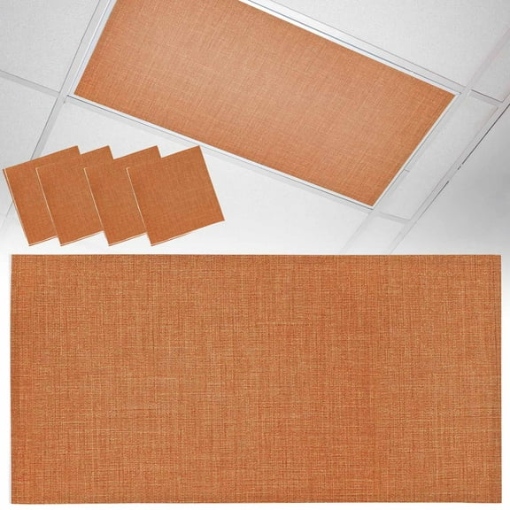 4 Pack Magnetic Fluorescent Light Covers, 2x4 Ft, Vintage Linen Pastoral Orange Linen Texture Fall Retro Magnetic Light Covers for Ceiling Lights Classroom Office Home Decor