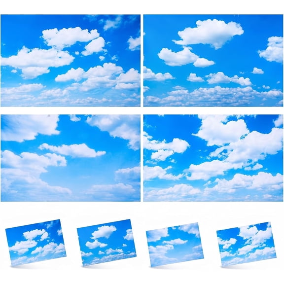 4 Pack Magnetic Fluorescent Light Covers for Classroom, 4x2 Ft | Blue Sky White Cloud Pattern, Ceiling Diffusers for Classroom Office Hospital, Reduce Glare, Magnetic Installation