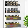 thumbnail image 1 of 4 Pack Magnetic Spice Rack for Refrigerator, Large Moveable Magnetic Fridge Organizer Shelf, Metal Magnetic Refrigerator Side Shelves, Magnetic Kitchen Rack with Openwork Pattern (Black), 1 of 7