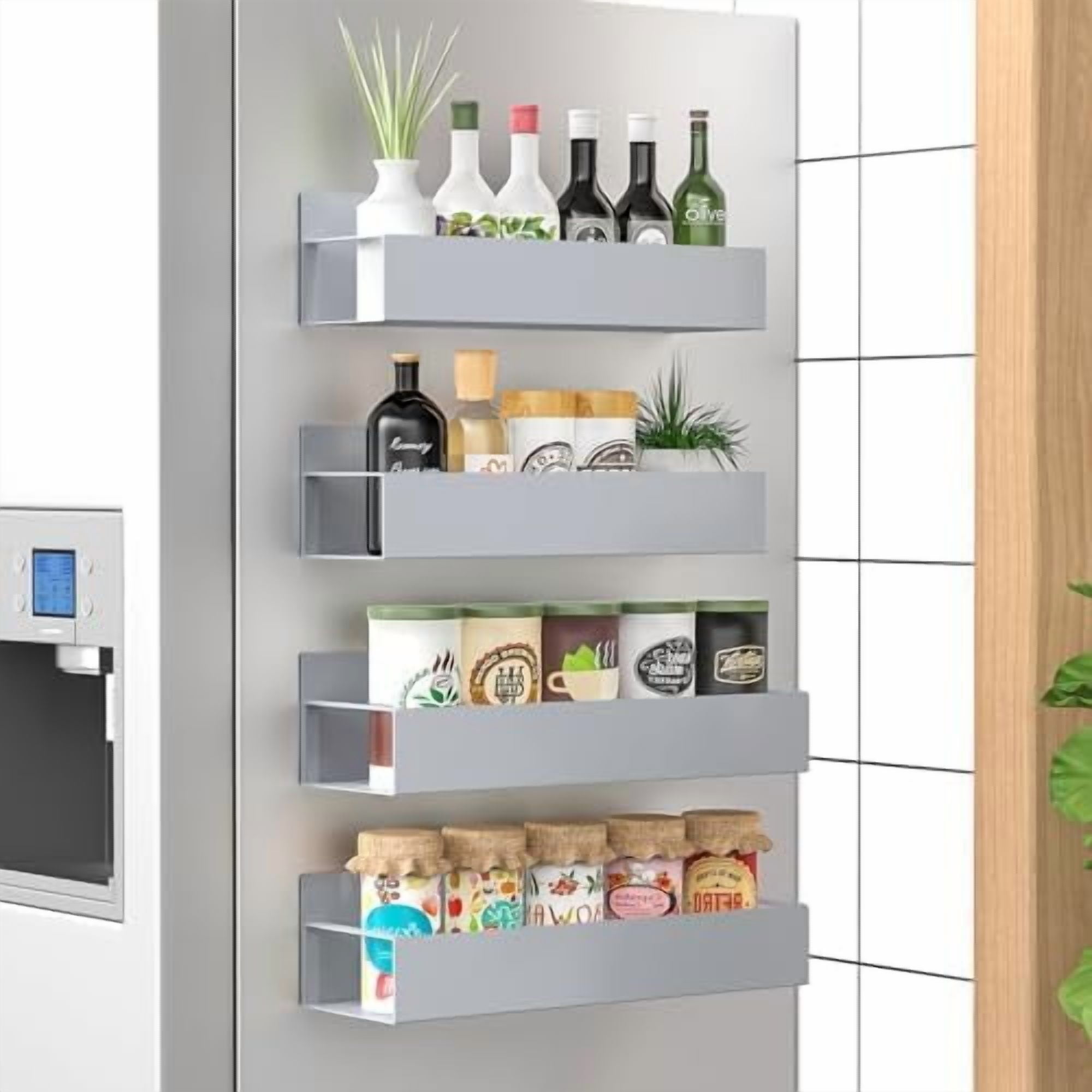 4 Pack Magnetic Spice Storage Rack Organizer for Refrigerator and Oven ...