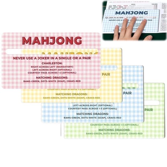 4 Pack Mahjong Line Reader with Rules Acrylic Mahjong Line Finder for Official Mahjong Games Mahjong Must Haves Accessories