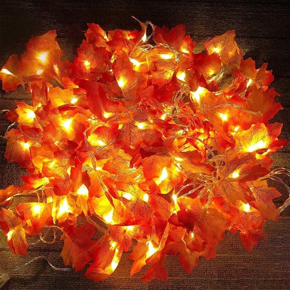 4 Pack Maples Leafed Fall Garland Lights, Fall Decor 40 Ft/80 LED Fall Leafed Fall String Lights Battery Operated Thanksgiving Halloween Autumn Harvest Home Indoor Outdoor Decor