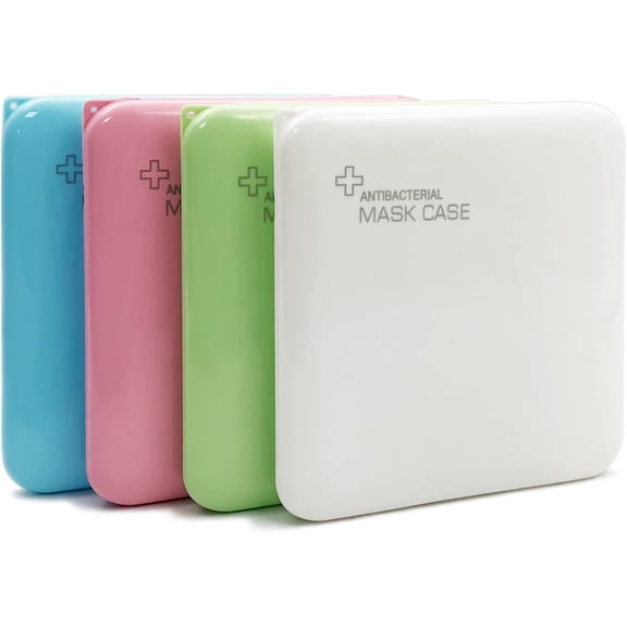 4 Pack Mask Storage Case -Casewin Mask Holder Case, Portable Face Mask Storage Case Box, Small Mask Case for Kids Plastic Organizer Containers