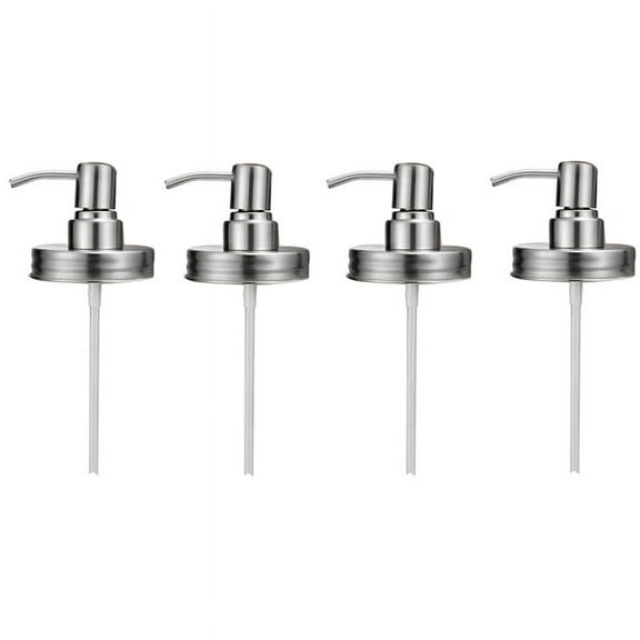 4 Pack Jar Soap Dispenser Lids with Pumps,Lotion for 16Oz Regular Mouth Decor,Silver