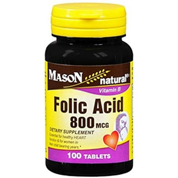 4 Pack - Mason Natural Folic Acid 800 mcg, 100 ea
