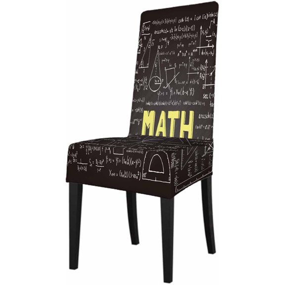 4 Pack Mathematics Formulas On Chalkboard Dining Room Chair Covers Education Industry Study Knowledge Short Stretchable Polyester Removable Washable for home Restaurant Banquet