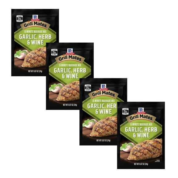 ( 4 Pack ) McCormick Grill Mates Garlic, Herb & Wine Marinade Seasoning Mix, .87 oz