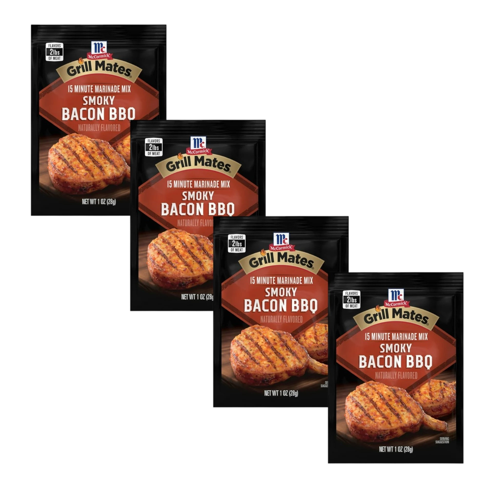 ( 4 Pack ) McCormick Grill Mates Smoky Bacon BBQ Marinade Mix 1 Oz
