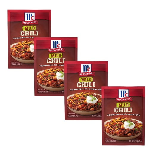 ( 4 Pack ) McCormick Mild Chili Seasoning Mix Packet, 1.25 Oz